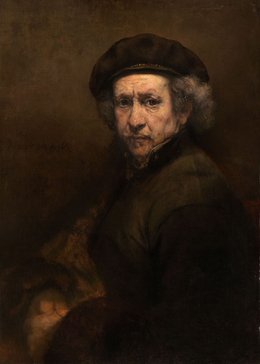 Self Portrait with Beret and Turned Up Collar – Rembrandt